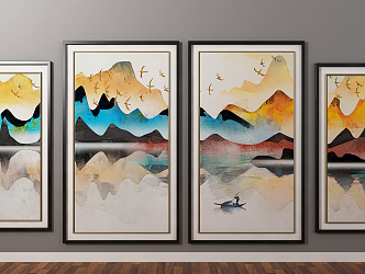 New Chinese Landscape Painting Hanging Painting 3d model