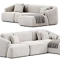 Modern Sectional Sofa with Soft Upholstery Plush Pillows and Knit Throw Comfortable Living Room Seating