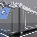 Modern High Tech Interior Space With Storage Racks Workbench And Material Labels
