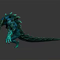 Fierce Blue Green Monster Character With Spiked Spines And Muscular Clawed Hands