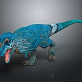 Fierce Blue Dinosaur Character With Orange Spots And Open Mouth