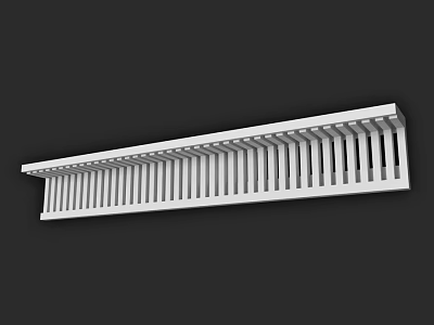 White Long Grille Component With Parallel Slats For Architectural Structural Use 3d model