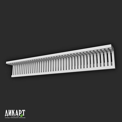 White Long Grille Component With Parallel Slats For Architectural Structural Use 3d model