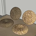 Woven Round Floor Cushions In Natural Material For Living Room Seating