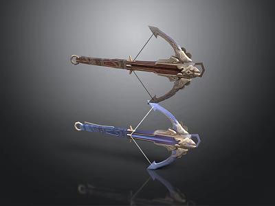 Two Crossbow Weapons With Different Colors Detailed Decorative Metal And Wooden Design 3d model