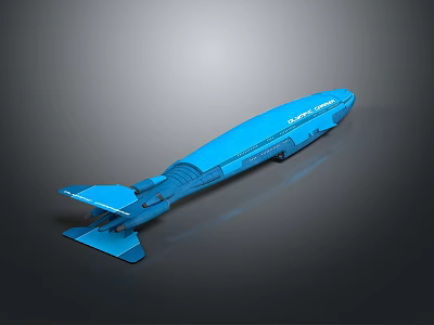 Blue Submarine Model With Elongated Body And Tail Structure Design 3d model