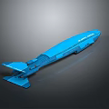 Blue Submarine Model With Elongated Body And Tail Structure Design 3d model