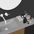Modern Bathroom Accessories With Sink Faucet Tissue Rolls And Toiletries