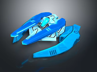 Futuristic Blue Aerospace Spacecraft Components With Sleek Modern Design And Shiny Surface 3d model