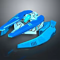 Futuristic Blue Aerospace Spacecraft Components With Sleek Modern Design And Shiny Surface