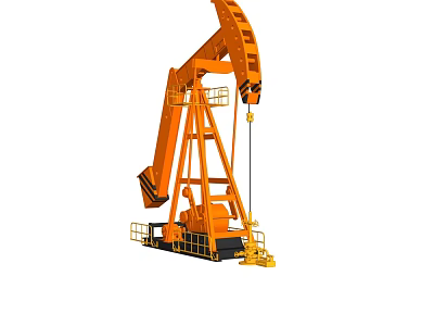 Heavy Duty Orange Oil Pump Jack Functional Equipment for Petroleum Extraction Work 3d model