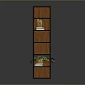 Modern Wooden and Black Shelving Unit with Potted Plants Decorative Items Books and Trophy