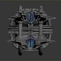 Futuristic Cosmic Spaceship Design With Metallic Structure And Glowing Engines