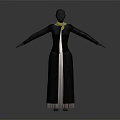 Gray Dress With Yellow Neck Accessory And Layered Hem On Mannequin