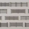 Stylish Metal Fence Designs Featuring Various Different Railings And Decorative Patterns 3d model