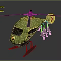 Green Space Exploration Helicopter Model With Rotor Cockpit And Mounted Gear
