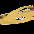 Golden Futuristic Sports Car With Sleek Aerodynamic Body Transparent Roof And Unique Headlights