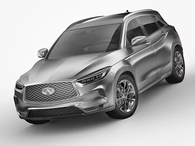Infiniti Silver SUV With Sleek Exterior Design Front Grille Headlights And Alloy Wheels 3d model