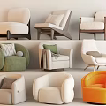 Various Single Sofa Styles With Different Colors And Comfortable Cushion Designs 3d model