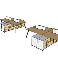 Functional Office Work Desk with Partition Drawers and Storage Cabinets for Workspace 3d model