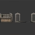 Miniature Scene Components Including Stone Buildings Square Bases Windows Book And Cloth