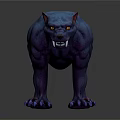 Blue Panther 3D Model in Standing Pose With Fierce Expression Sharp Claws and Dark Background