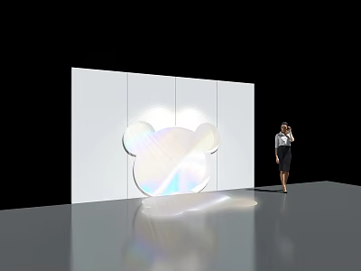 Popular Photo Check in Spot With Large Iridescent Mickey Ear Decoration And White Backdrop 3d model