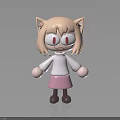 Cute Cartoon Character With Cat Ears Blonde Hair White Top And Pink Skirt