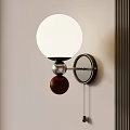 Modern Wall Lamp With White Spherical Shade And Red Decorative Ball 3d model