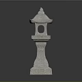 Traditional Stone Lantern With Pagoda Style Roof And Carved Base Design