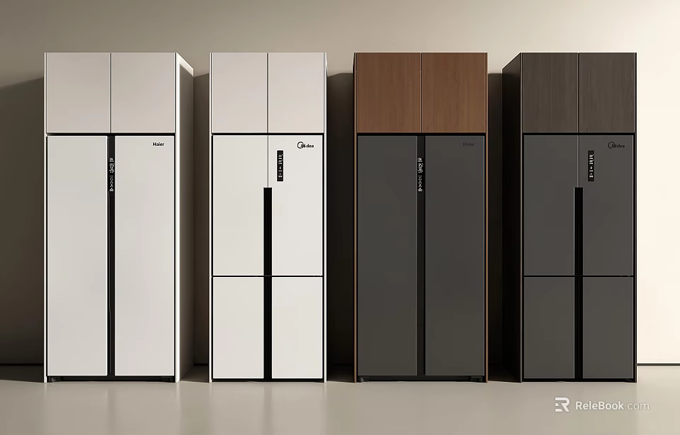 Modern Double Door Refrigerators With Various Color Designs For Kitchen 3d model 