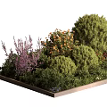 Decorative Ornament Set with Green Plants Bushes Flower Clusters and Grass