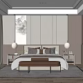 Modern Bedroom Interior Design With Bed Headboard Nightstands Pendant Lights And Carpet