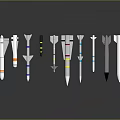 Weapon Collection of Various Modern Military Missiles with Different Sizes and Designs