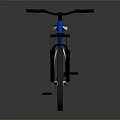 Modern Racing Bicycle With Blue And White Frame Black Tires And White Seat
