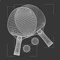 Red And Black Table Tennis Rackets With Wooden Handles And White Yellow Balls On Table