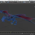 Mythical Reptile With Red Wings And Scaly Body Flying In Gray Background