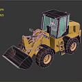 Yellow Construction Loader With Front Bucket Black Cab And Large Wheels