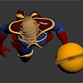Game and Movie Character With Blonde Hair Blue and Red Costume And Yellow Energy Rings