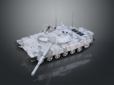 Modern Military Tank 3D Model With Camouflage Paint Gun Barrel Tracks And Antennas 3d model