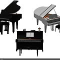 Musical Instruments And Art Supplies Featuring Grand Upright Pianos Stools And Music Sheets