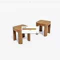 Two Simple Wooden Stools With Square Seats And Four Legs 3d model