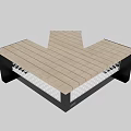 Modern Ground Design With Wooden Planks Metal Frame And Transparent Base