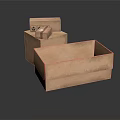 Stacked Cardboard Boxes In Different Sizes With Labels On Dark Background