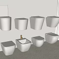 Modern White Toilets Featuring Different Styles Including Wall Mounted And Floor Standing 3d model