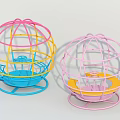 Colorful Spherical Playground Equipment with Pink Yellow Blue Metal Frame Seats and Round Base