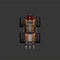 Orange Modified Utility Vehicle with Large Spiked Tires Front Claw and Red Components 3d model