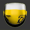 Yellow Cat Ear Shaped Helmet With Black Patterns And Tinted Visor Design 3d model