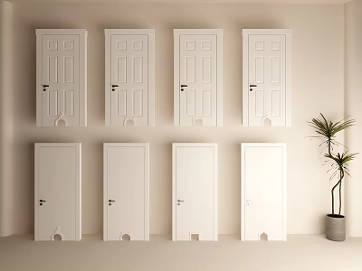Modern Cream Style Wooden Door Cat Climb Cave Door 3d model