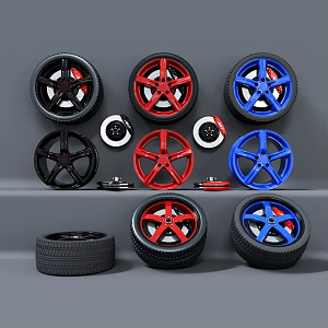 Auto repair shop tire accessories tire auto parts 4s shop wheel brake pad brake disc carbon ceramic brake disc 3d model